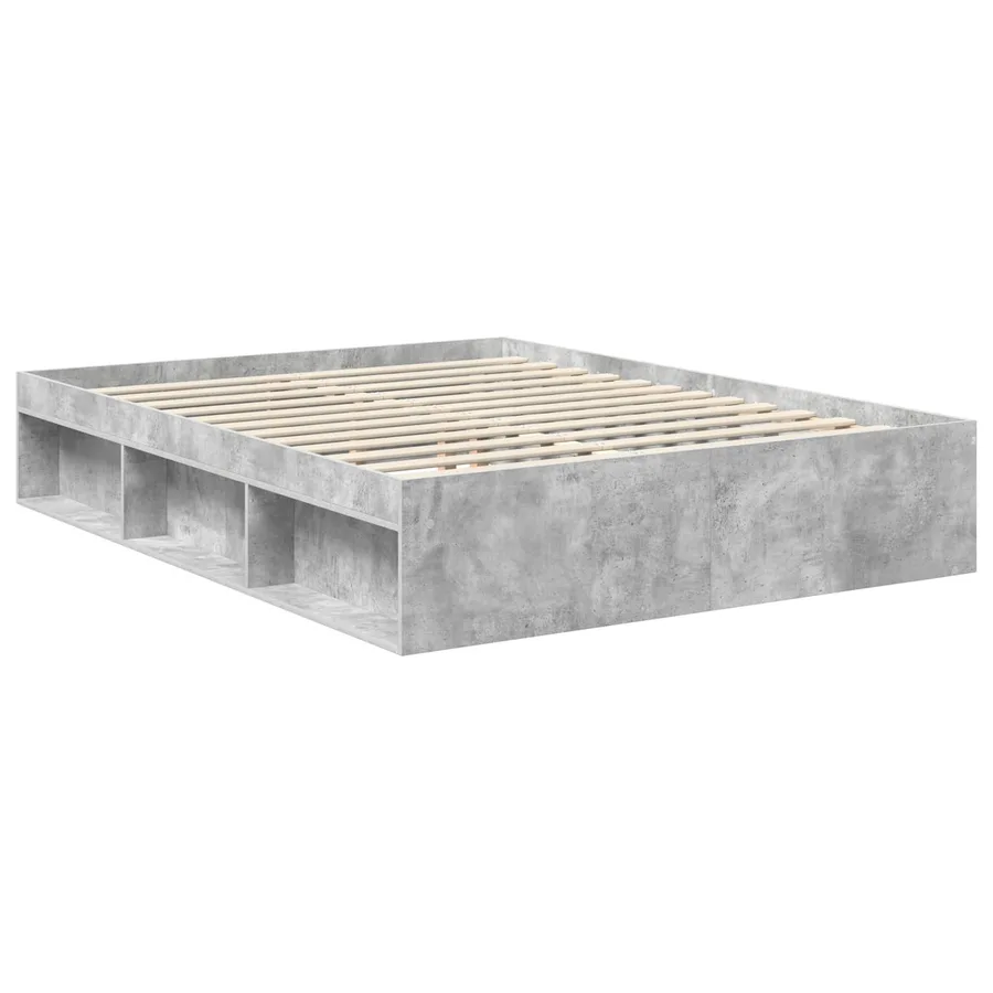 Cadre de lit Gris Béton 150 x 200 cm Pin massif - 5