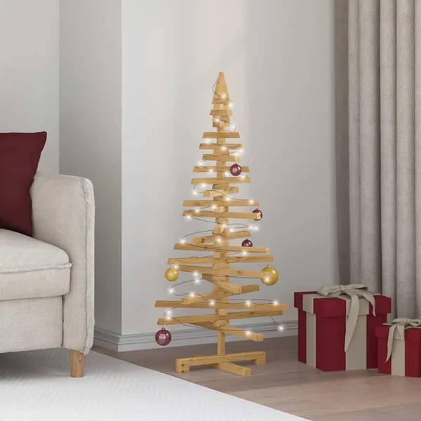 Arbre de Noël en bois Marron 120 cm Bois massif en pin