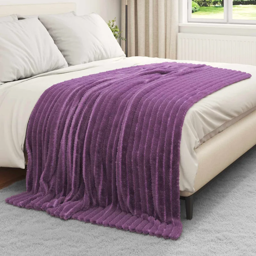 Jeté Violet 200 x 150 cm Toison - 3