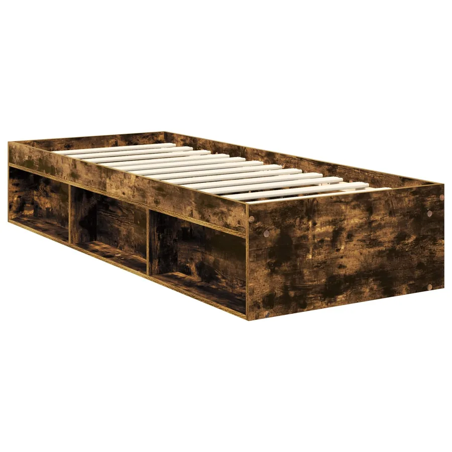 Cadre de lit avec tête de lit Chêne fumé 75 x 190 cm Pin massif - 5