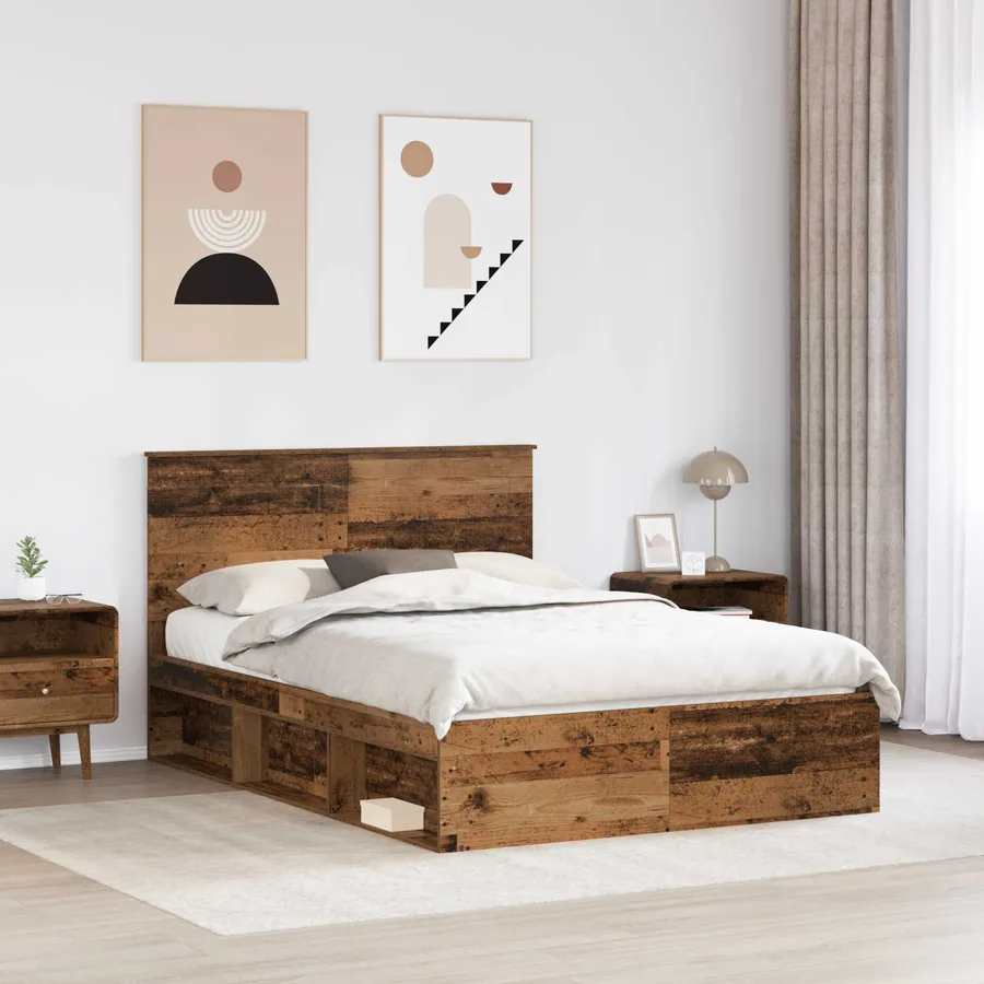 Cadre de lit Bois ancien 160 x 200 cm Bois de pin massif - 3