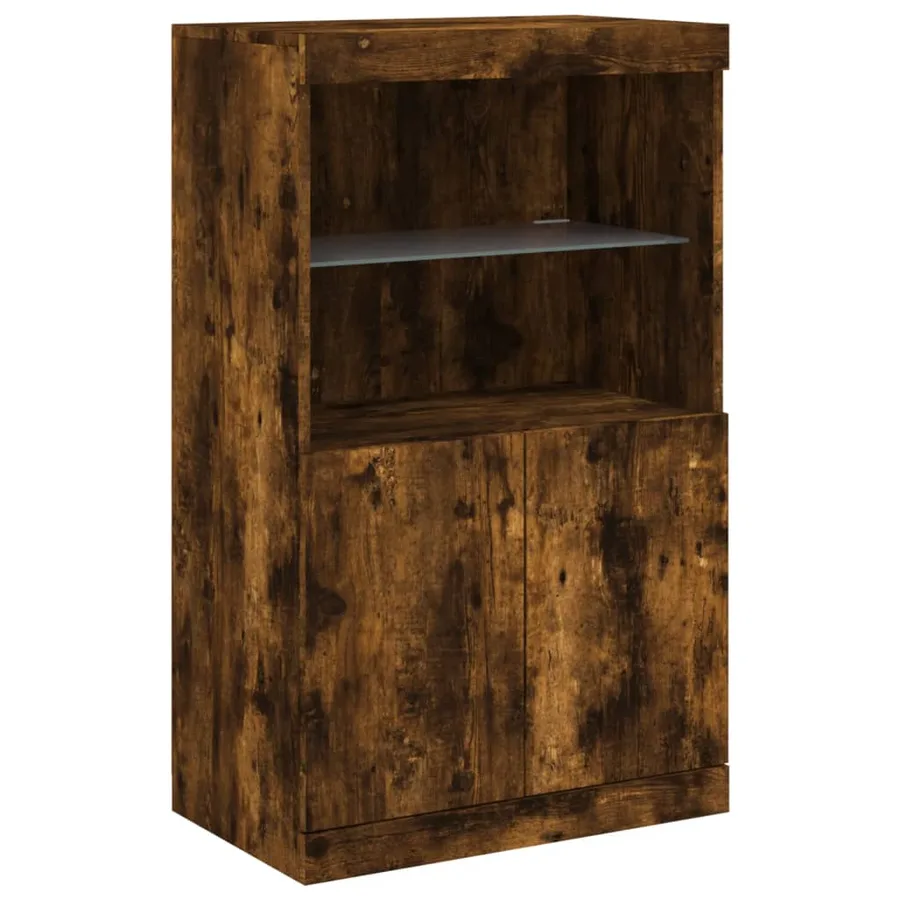 Buffets avec lumières LED 3 pcs chêne fumé bois d'ingénierie - 7