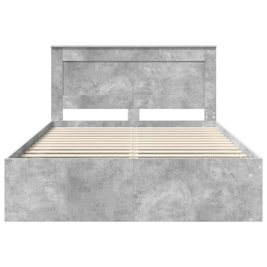Cadre de lit avec tête de lit Béton 160 x 200 cm Pin massif - 7