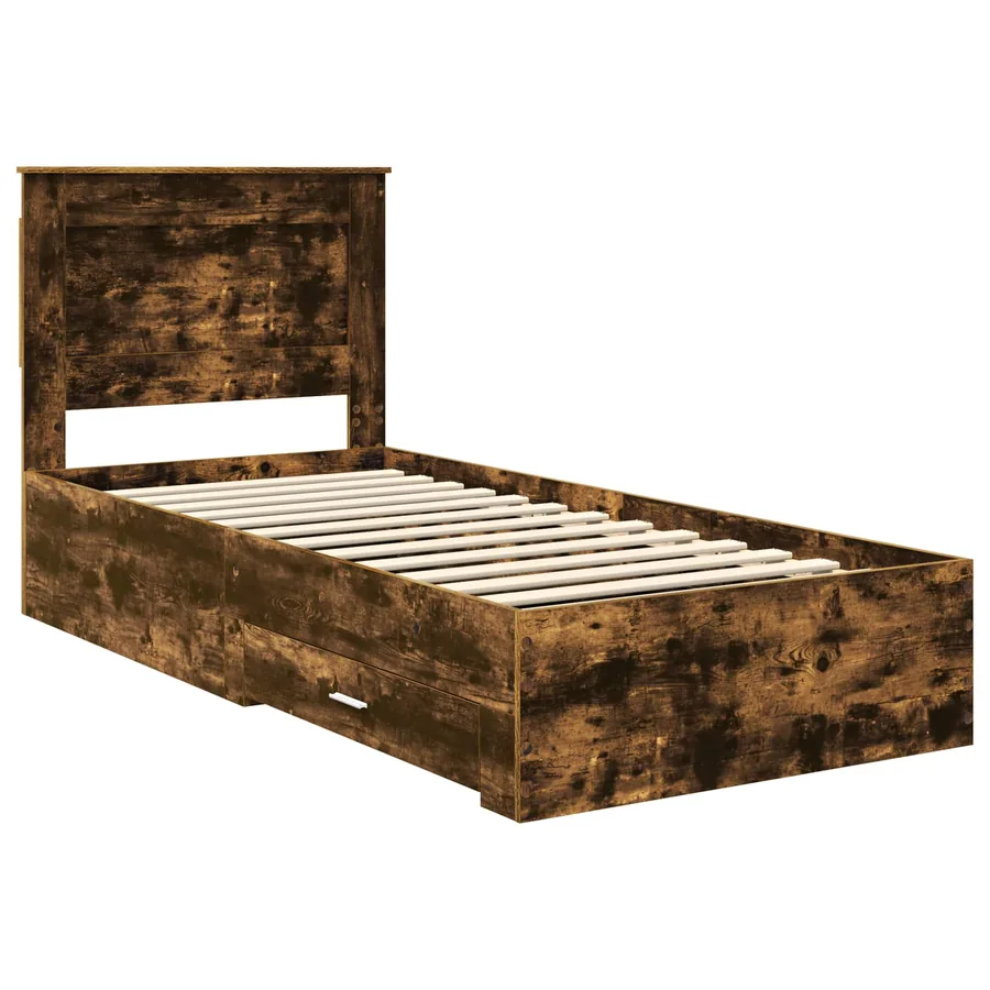 Cadre de lit Chêne Fumé et Argent 75 x 190 cm Bois d'ingénierie - 4