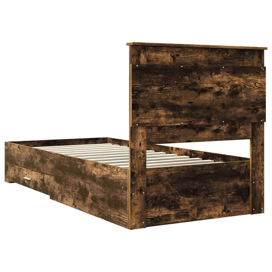 Cadre de lit Chêne Fumé et Argent 75 x 190 cm Bois d'ingénierie - 9