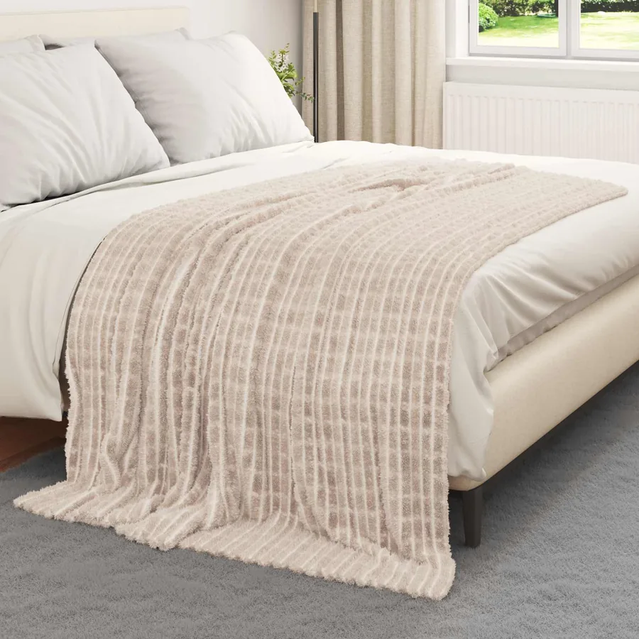 Couvertures à jeter 6 pcs Beige 200 x 150 cm Toison - 3