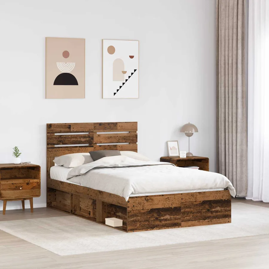 Cadre de lit Bois ancien 120 x 200 cm Pin massif - 3