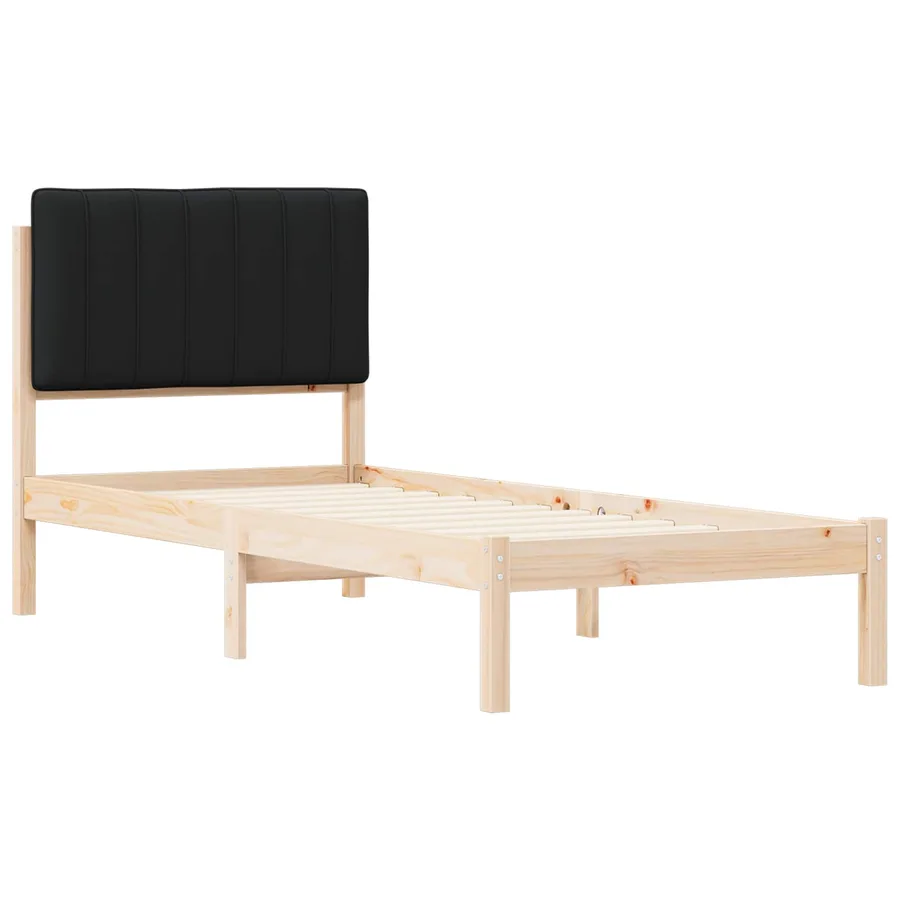 Cadre de lit avec tête de lit rembourrée Noir 75 x 190 cm - 4