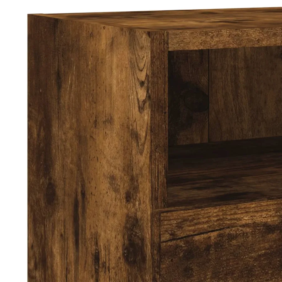 Meuble TV mural chêne fumé 60x30x30 cm bois d'ingénierie - 11