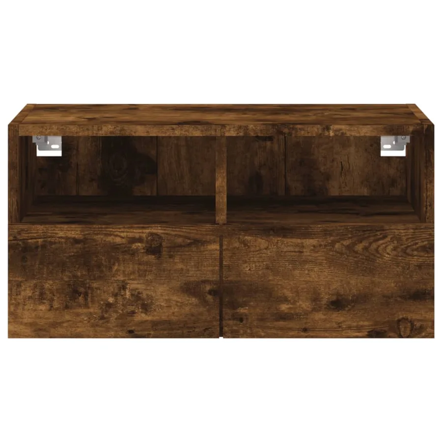 Meuble TV mural chêne fumé 60x30x30 cm bois d'ingénierie - 8