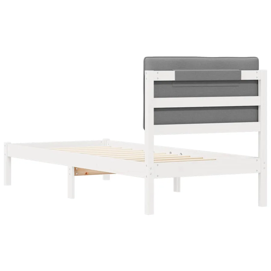 Cadre de lit avec tête de lit rembourrée Gris clair 75 x 190 cm - 7