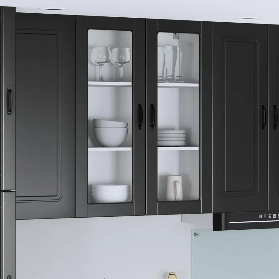 Cabinet en verre mural LUCCA Noir 80 x 31 x 100 cm