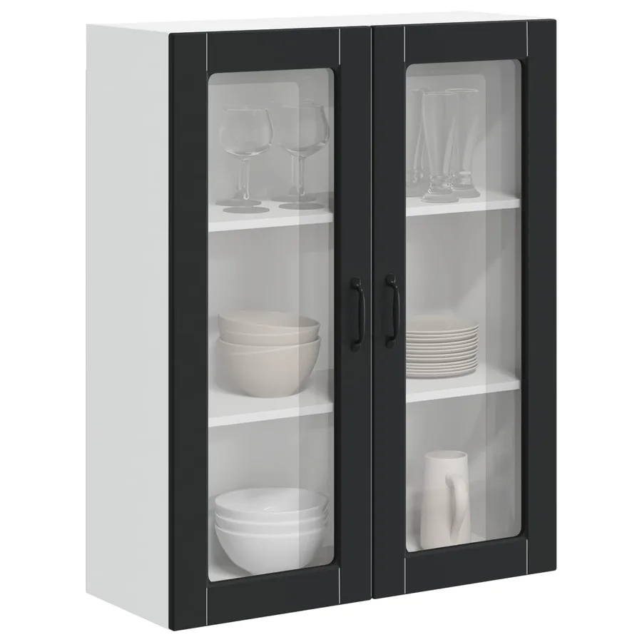Cabinet en verre mural LUCCA Noir 80 x 31 x 100 cm - 3
