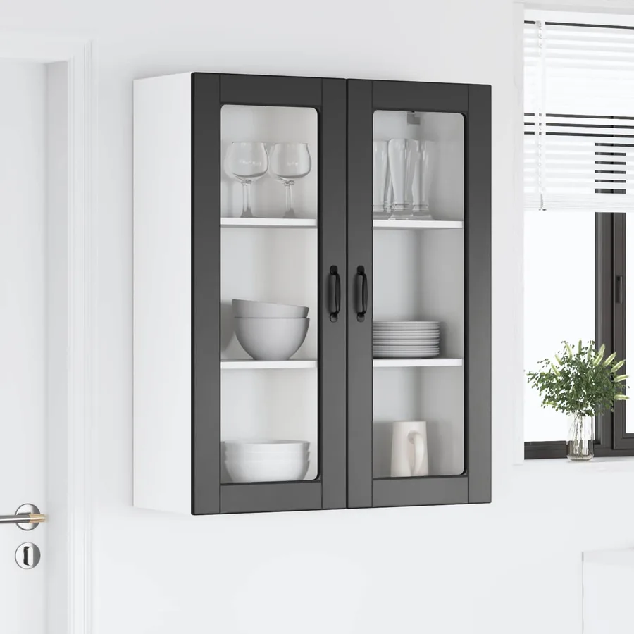 Cabinet en verre mural LUCCA Noir 80 x 31 x 100 cm - 4