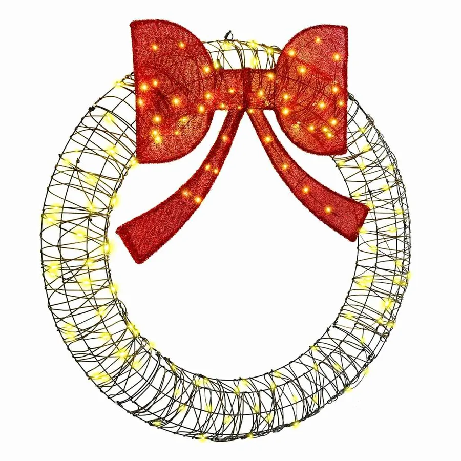 Couronne avec 150 LED Blanc chaud 121 x 121 x 10 cm Rotin - 2