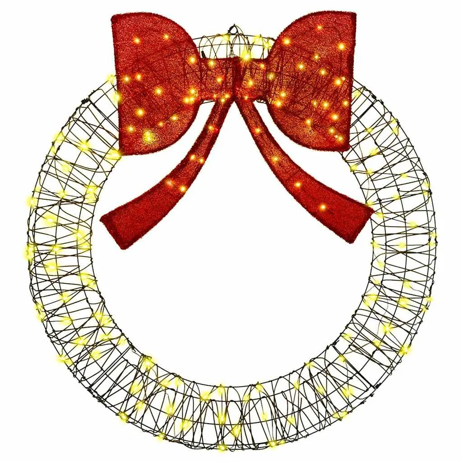 Couronne avec 150 LED Blanc chaud 121 x 121 x 10 cm Rotin - 4
