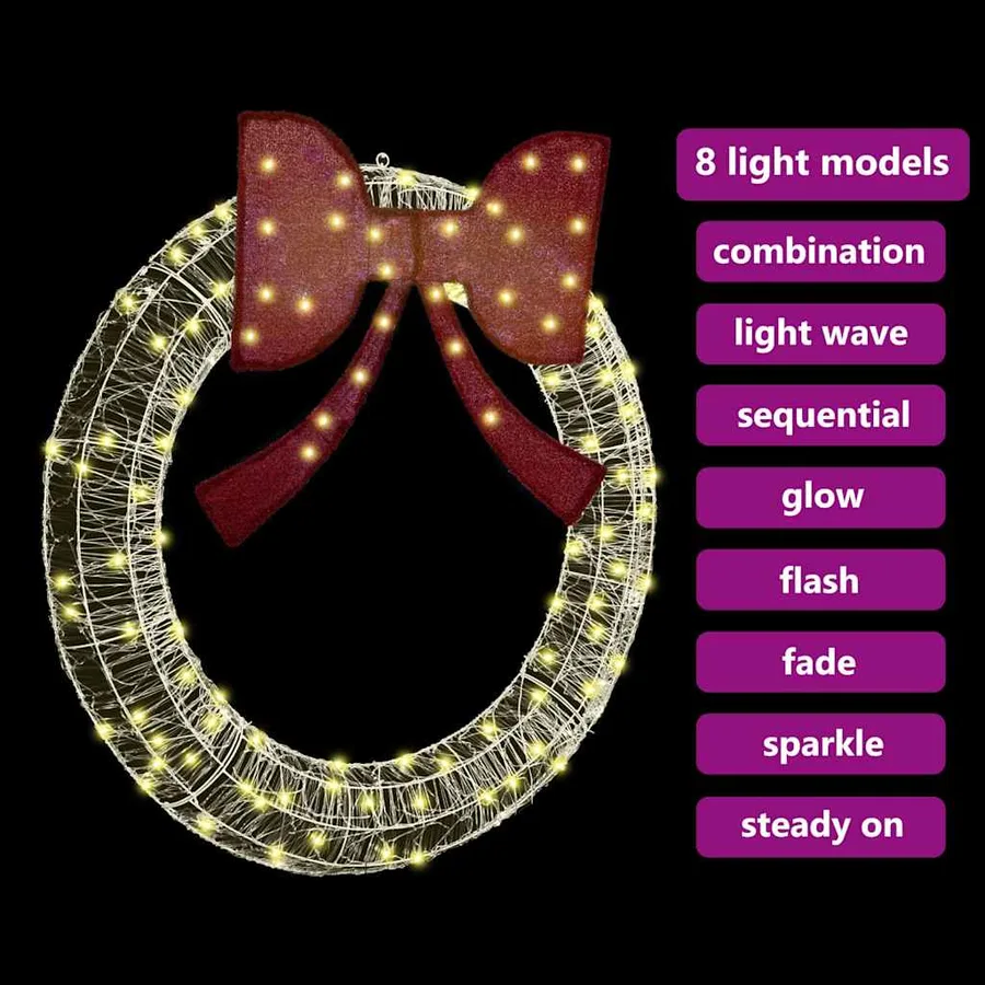Couronne avec 150 LED Blanc chaud 120 cm Acrylique - 8