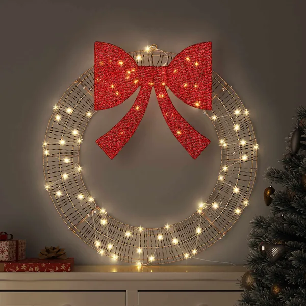 Couronne avec 60 LED Blanc chaud 76 x 76 x 8 cm PET