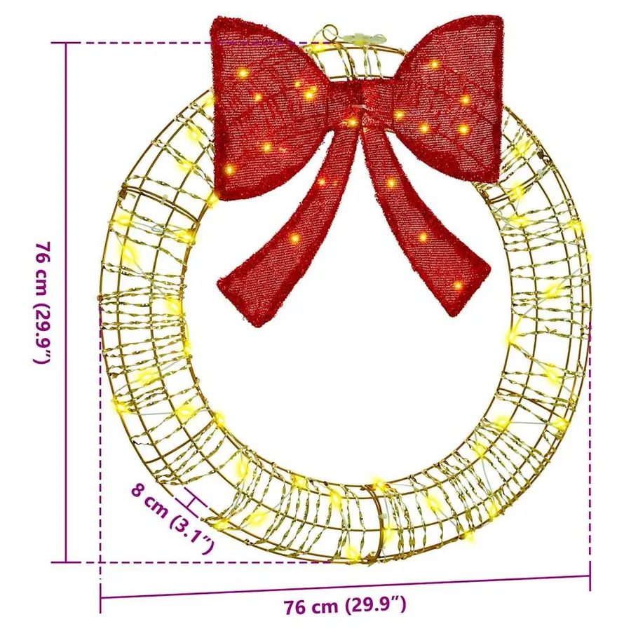 Couronne avec 60 LED Blanc chaud 76 x 76 x 8 cm PET - 8