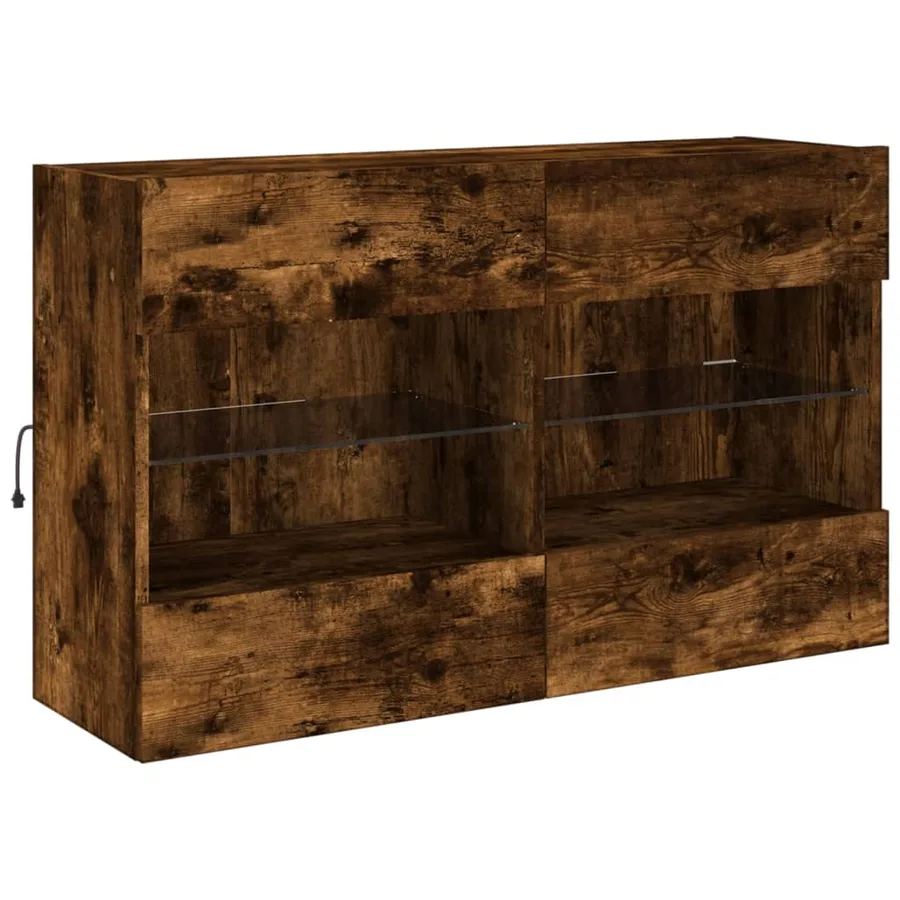 Ensemble de meubles TV muraux 6pcs et lumières LED chêne fumé - 8