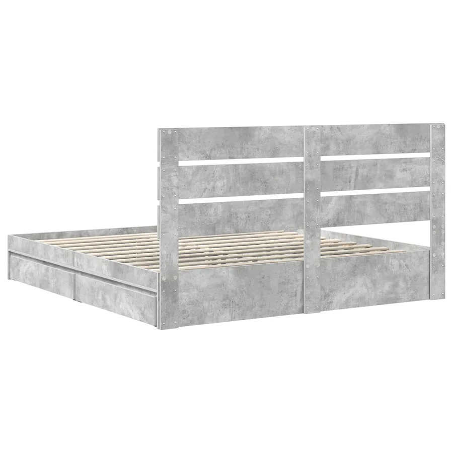Lit de Rangement Gris béton 200 x 200 cm Bois d'ingénierie - 10