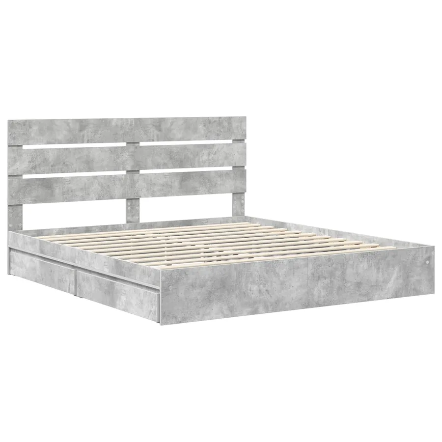 Lit de Rangement Gris béton 200 x 200 cm Bois d'ingénierie - 4