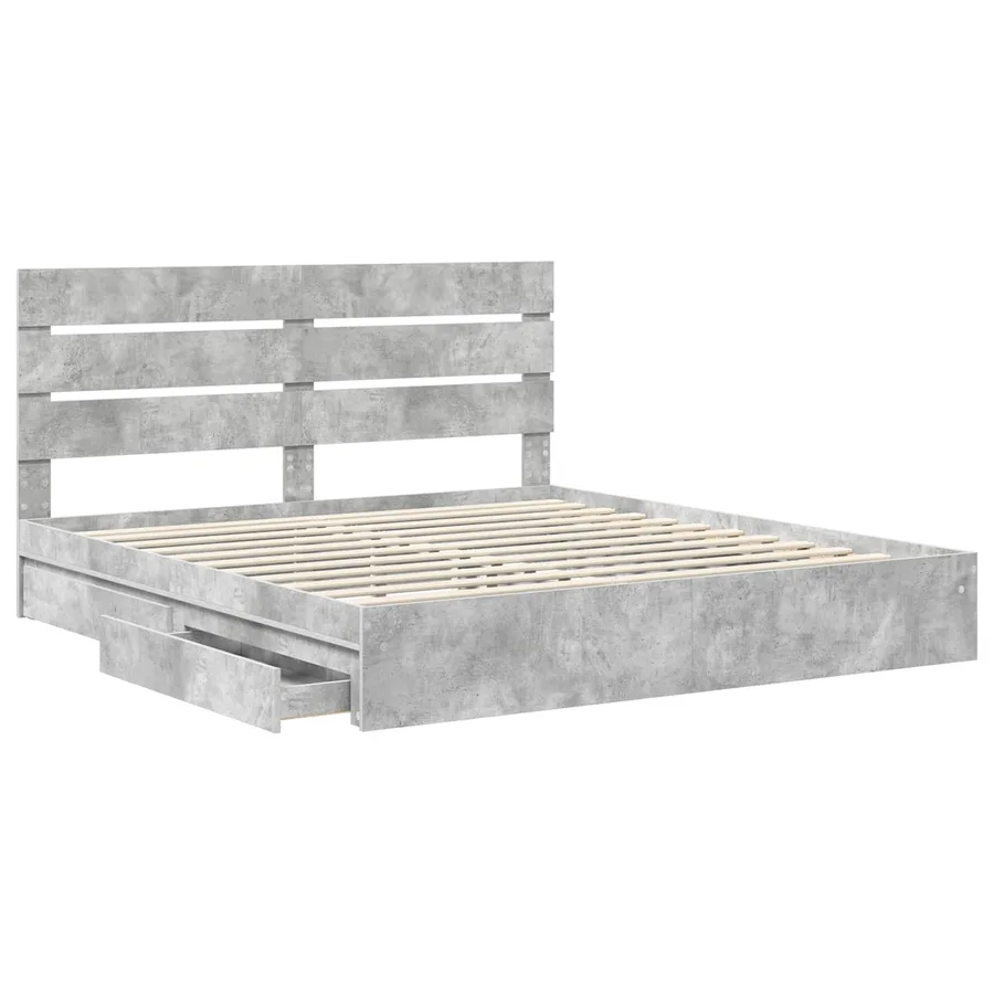 Lit de Rangement Gris béton 200 x 200 cm Bois d'ingénierie - 5