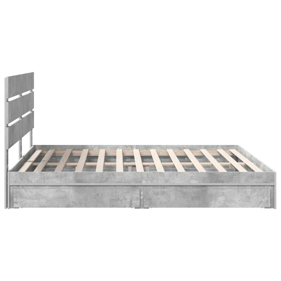 Lit de Rangement Gris béton 200 x 200 cm Bois d'ingénierie - 9