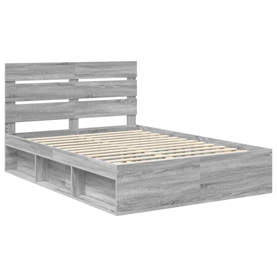 Cadre de lit Gris Sonoma 150 x 200 cm Bois de pin massif - 4
