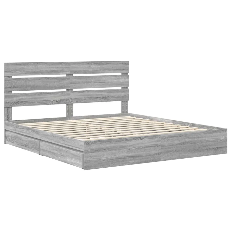 Lit de Rangement Gris Sonoma 200 x 200 cm Bois d'ingénierie - 4