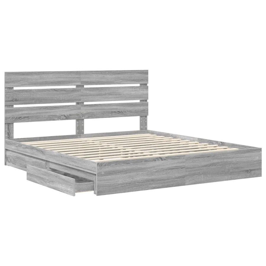 Lit de Rangement Gris Sonoma 200 x 200 cm Bois d'ingénierie - 5
