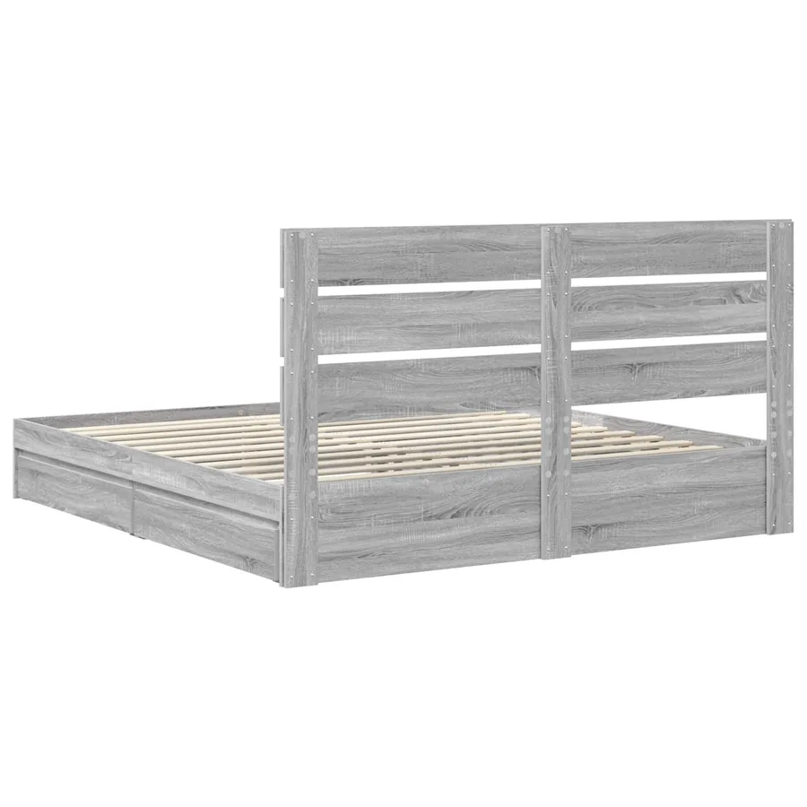 Lit de Rangement Gris Sonoma 200 x 200 cm Bois d'ingénierie - 8