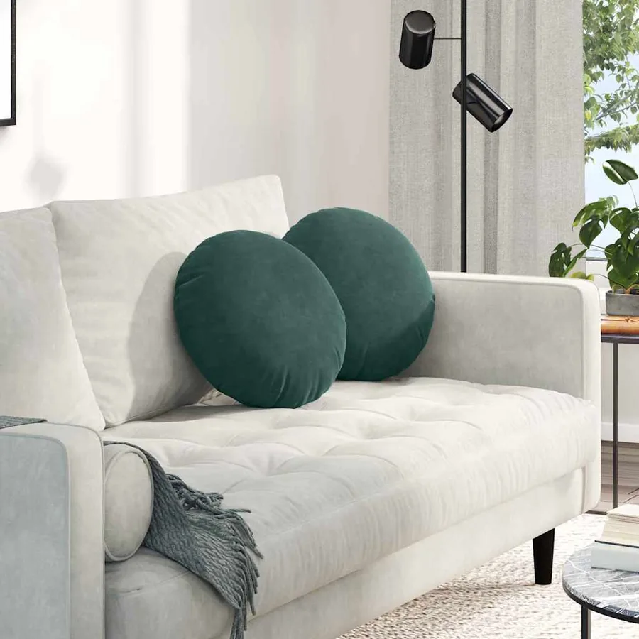 Coussins de siège 2 pcs Vert foncé Ø 40 x 13 cm Velours