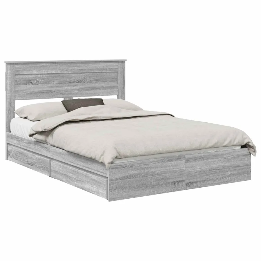 Lit de Rangement Gris Sonoma 160 x 200 cm Bois d'ingénierie - 2