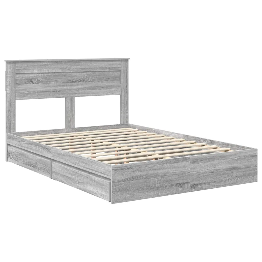 Lit de Rangement Gris Sonoma 160 x 200 cm Bois d'ingénierie - 4