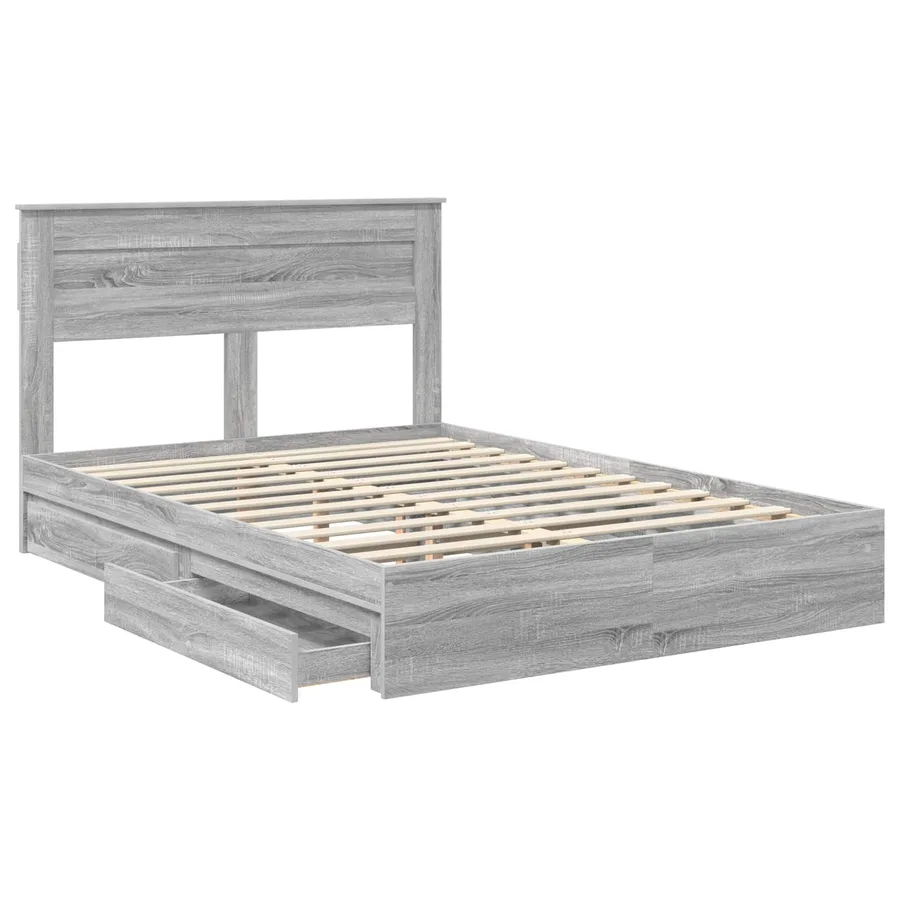 Lit de Rangement Gris Sonoma 160 x 200 cm Bois d'ingénierie - 5