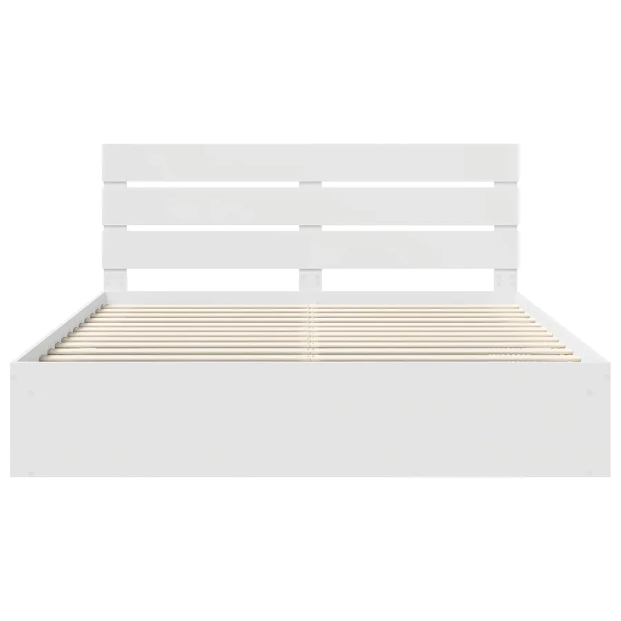 Cadre de lit Blanc 200 x 200 cm Bois de pin massif - 7