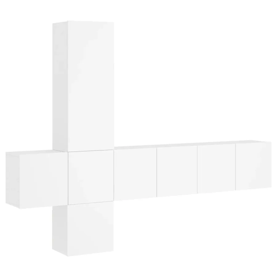 Unités murales TV 5 pcs blanc bois d'ingénierie - 2