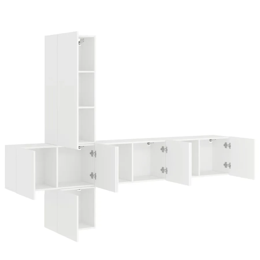 Unités murales TV 5 pcs blanc bois d'ingénierie - 4