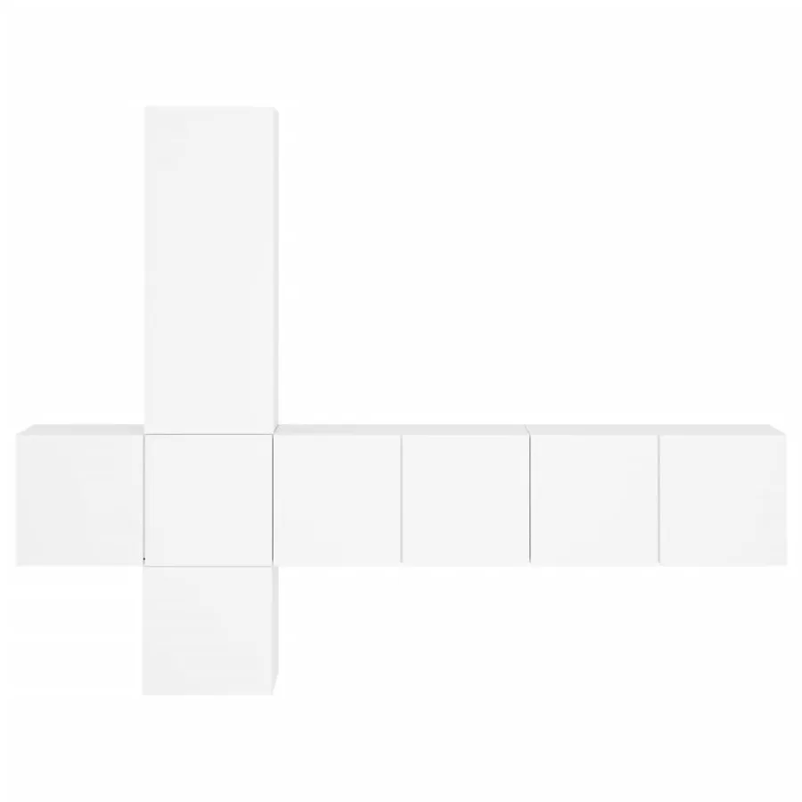 Unités murales TV 5 pcs blanc bois d'ingénierie - 5
