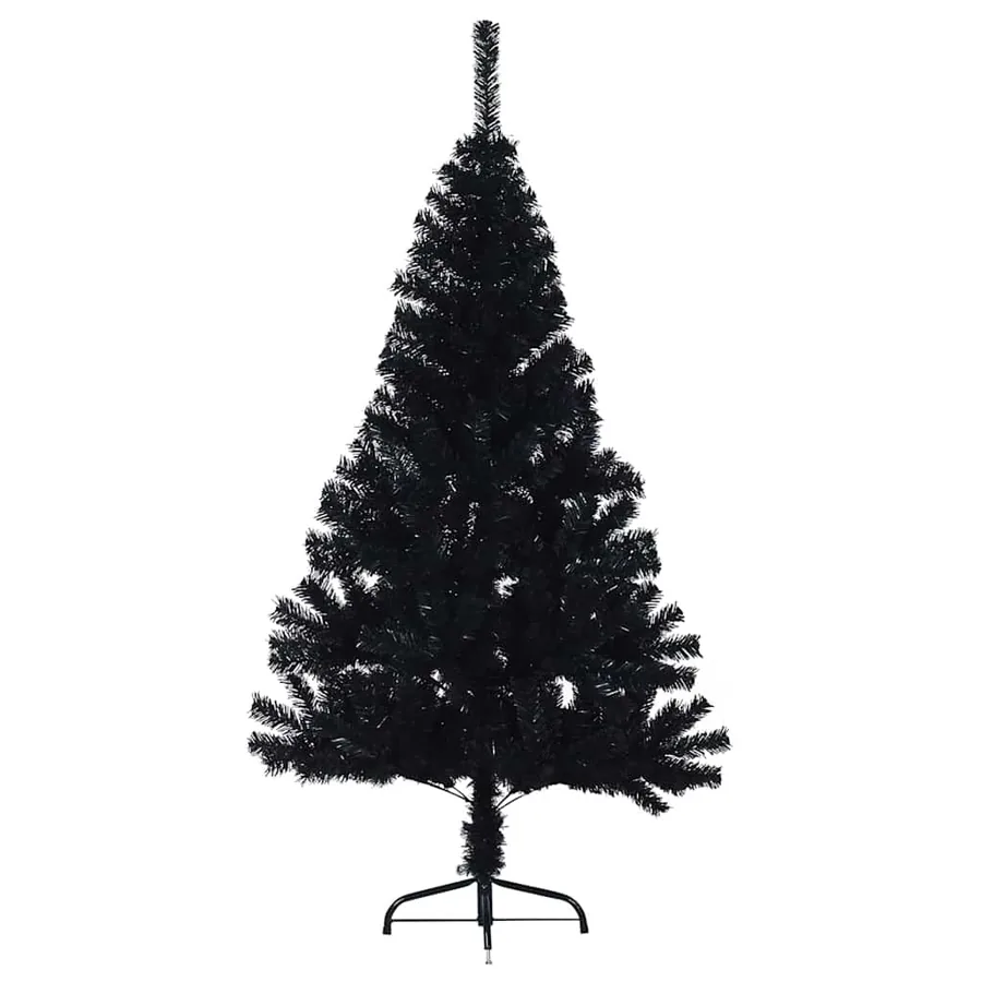 Sapin de Noël artificiel pré-éclairé Noir 120 cm PVC - 5