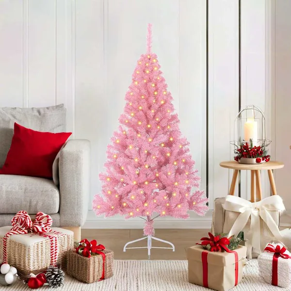 Sapin de Noël artificiel pré-éclairé Rose 120 cm PVC