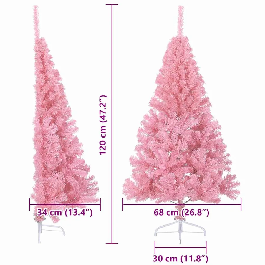 Sapin de Noël artificiel pré-éclairé Rose 120 cm PVC - 13