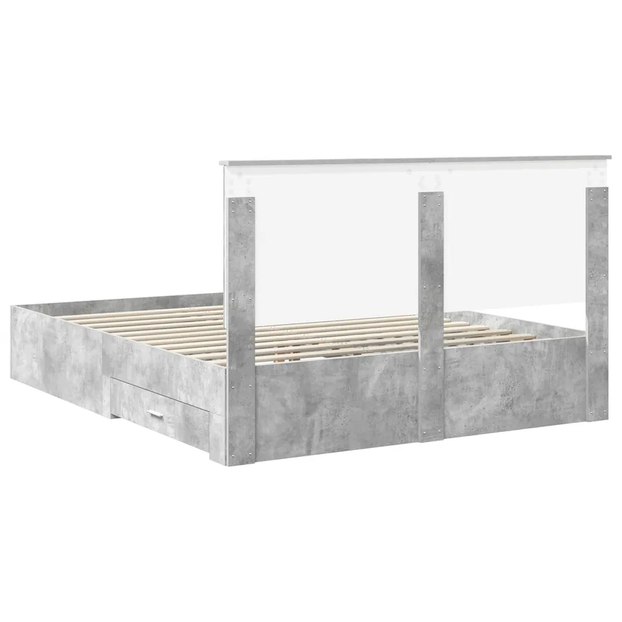Cadre de lit Gris béton 160 x 200 cm Bois d'ingénierie - 10
