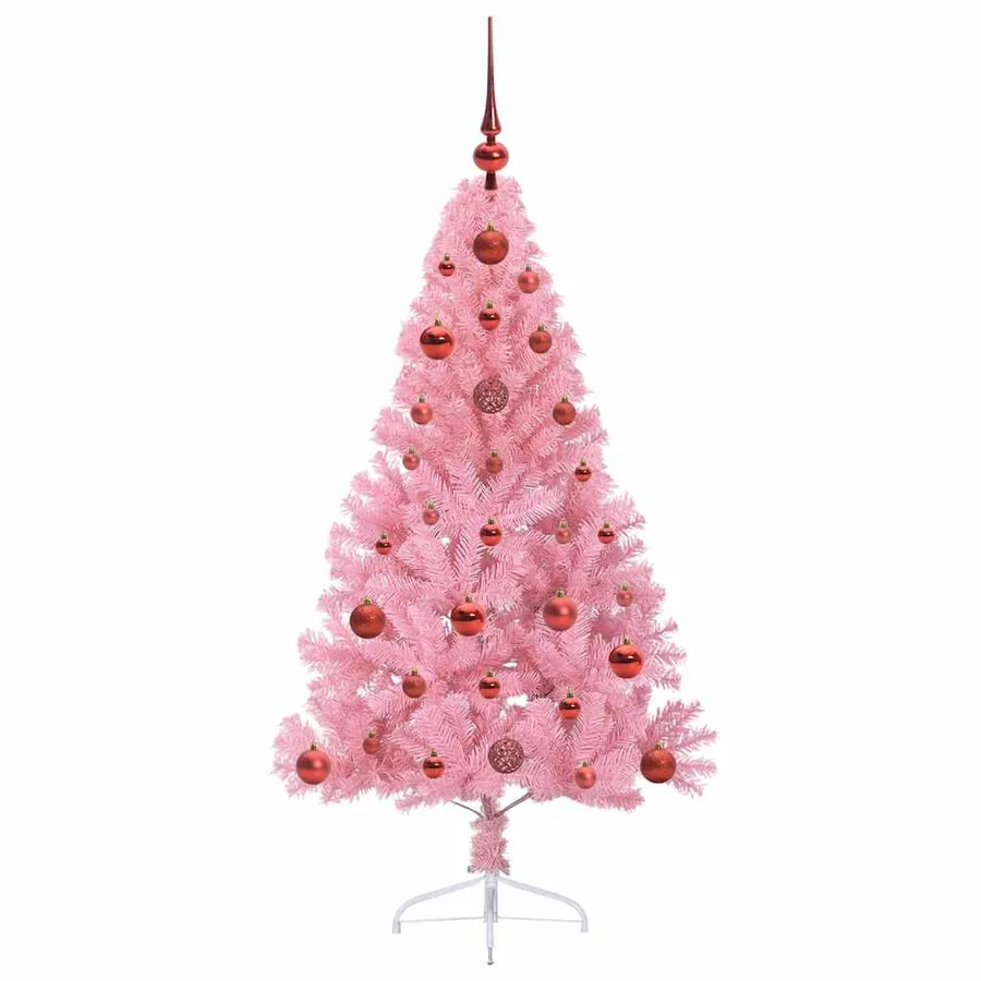 Sapin de Noël artificiel pré-éclairé Rose 120 cm PVC - 4