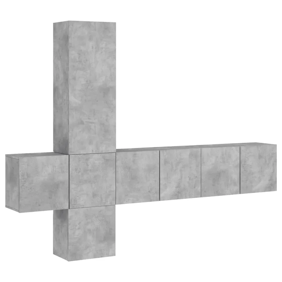 Unités murales TV 5 pcs gris béton bois d'ingénierie - 2