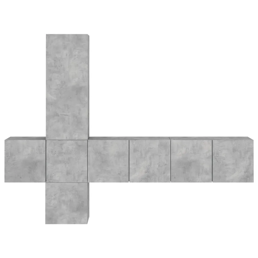 Unités murales TV 5 pcs gris béton bois d'ingénierie - 5