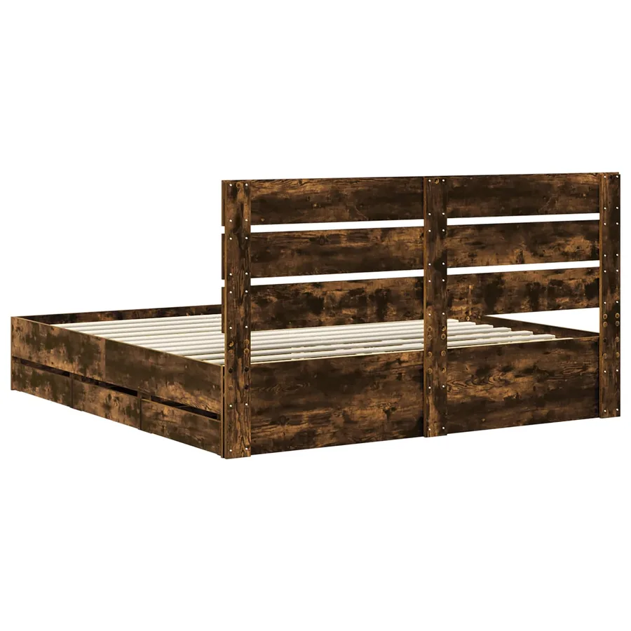 Cadre de lit Chêne fumé 180 x 200 cm Bois Ingénierie - 10