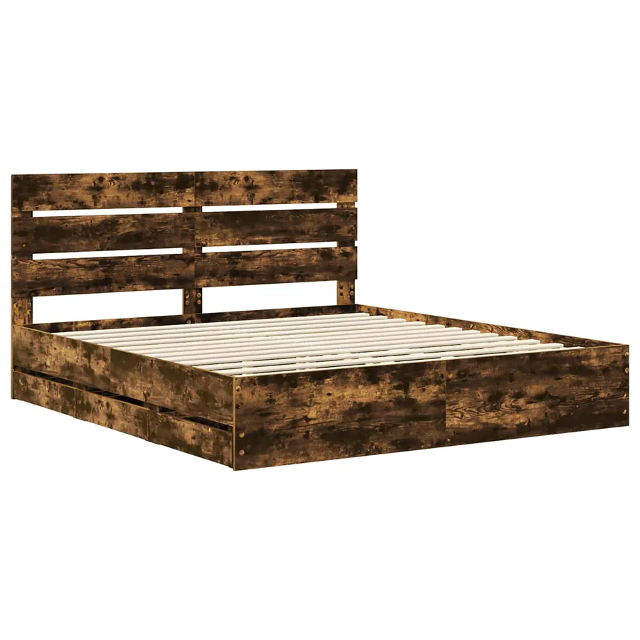 Cadre de lit Chêne fumé 180 x 200 cm Bois Ingénierie - 4