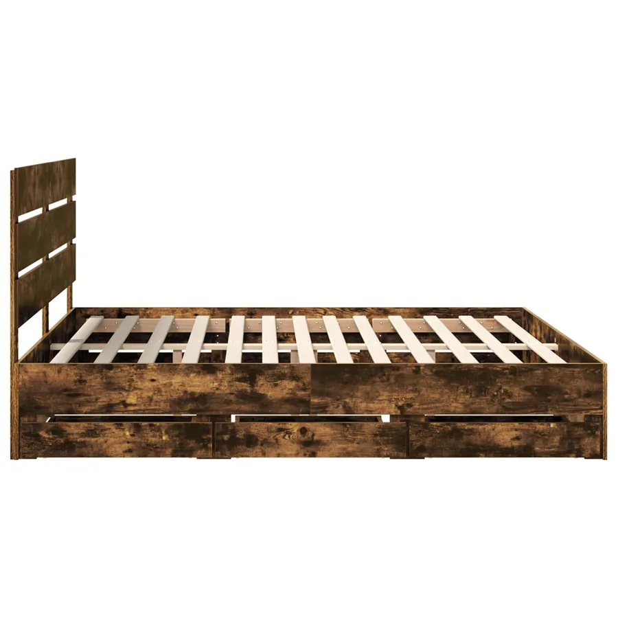 Cadre de lit Chêne fumé 180 x 200 cm Bois Ingénierie - 9